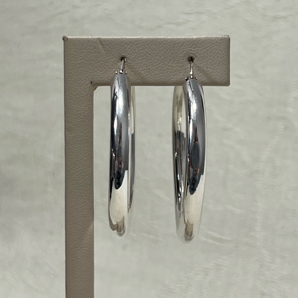 Large Sterling Silver Hoops. Marked 925. - image 3